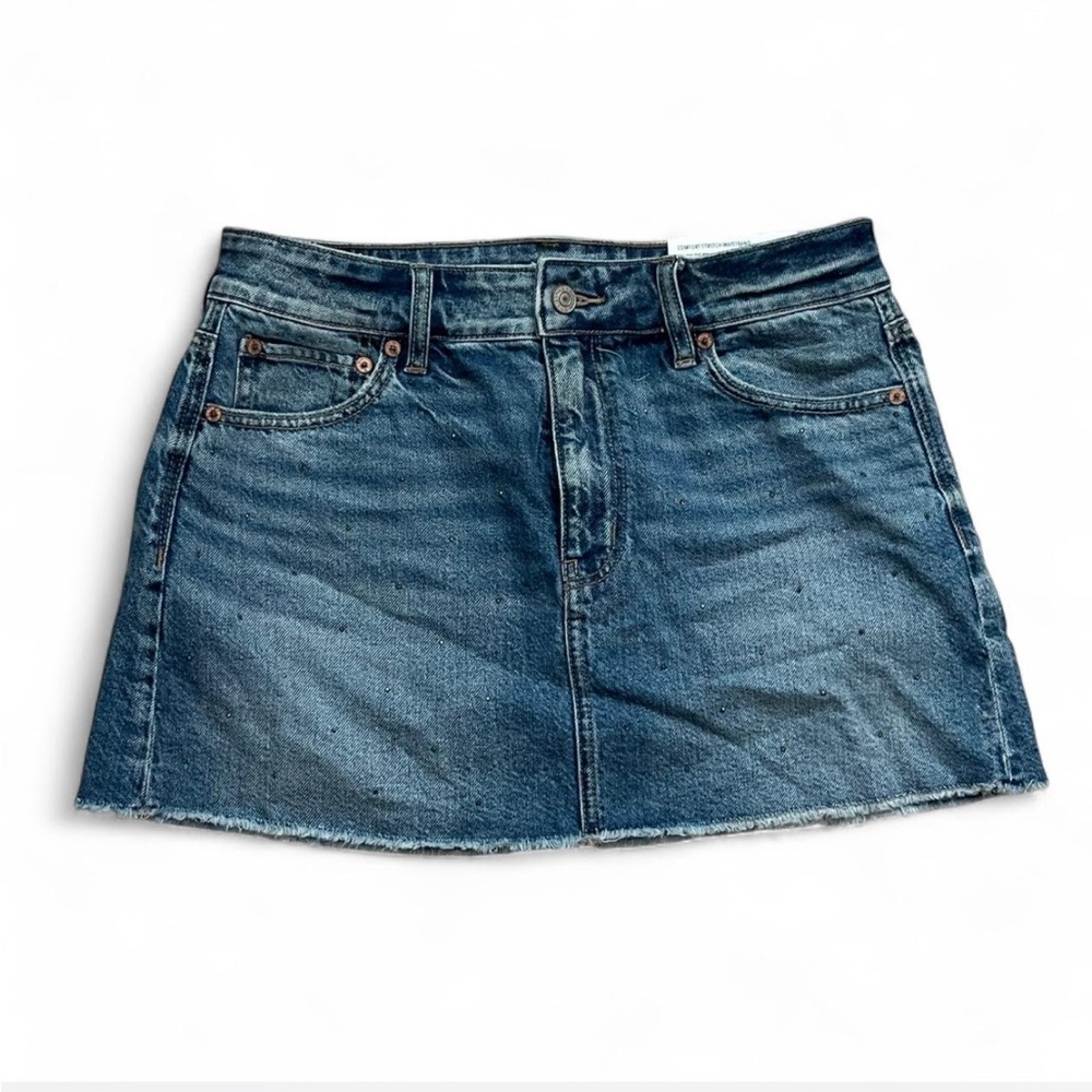 American Eagle 90s High Rise Denim Mini Skirt with embellished gems in front